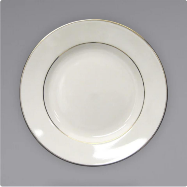 Ivory Dessert Plate with Gold Trim