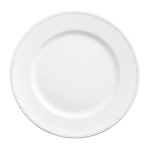 13" White Beaded Charger Plate