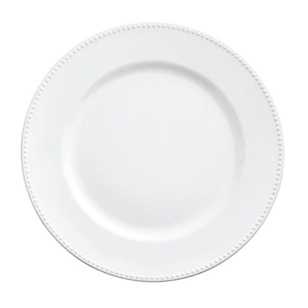 13" White Beaded Charger Plate